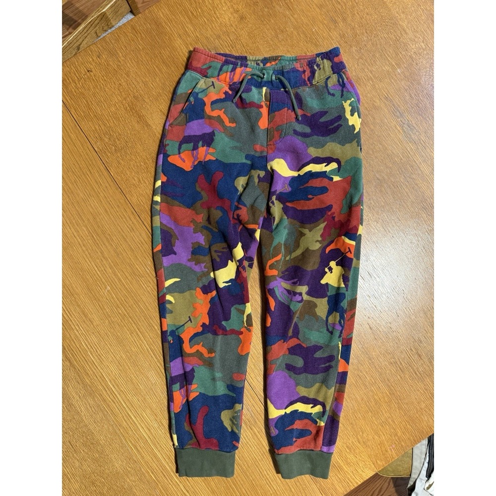 Polo Ralph Lauren Boys M 10-12 Fleece Jogger Sweatpants Polo Print Camo